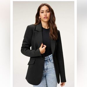NEW $179 GOOD AMERICAN FITTED SCUBA BLAZER BLACK Sz small